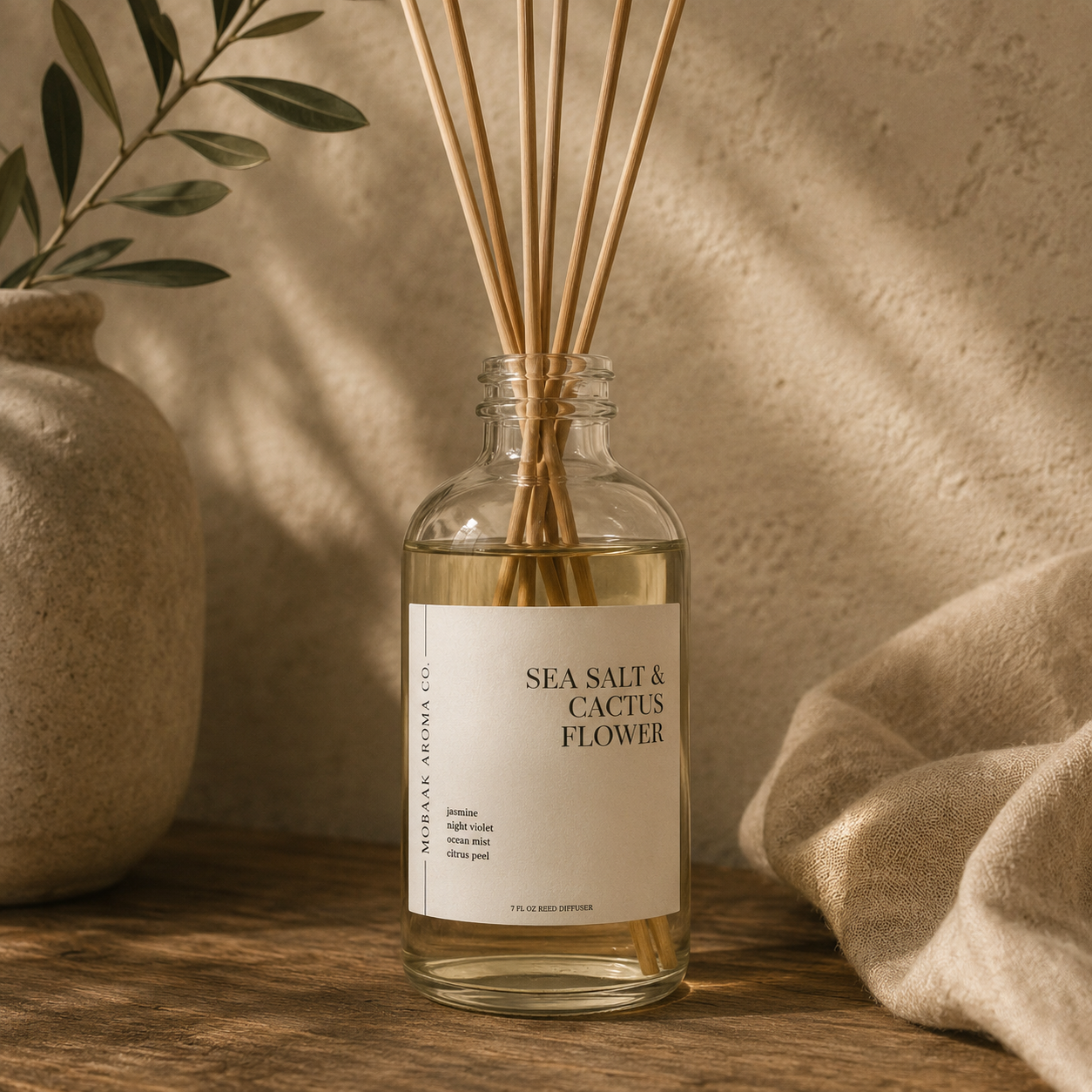 Sea Salt + Cactus Flower Reed Diffuser Mobaak Aromatherapy Shoppe