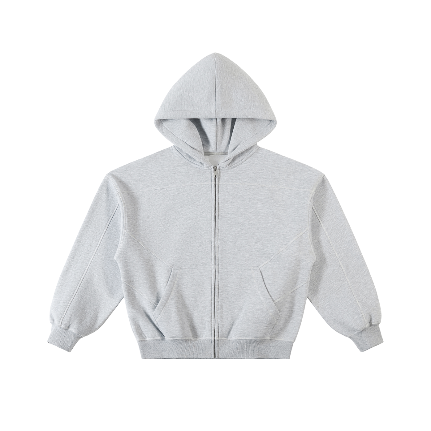 Omina Essentials Contrast-Stitched Boxy Fleece Zip Hoodie ODMPOD