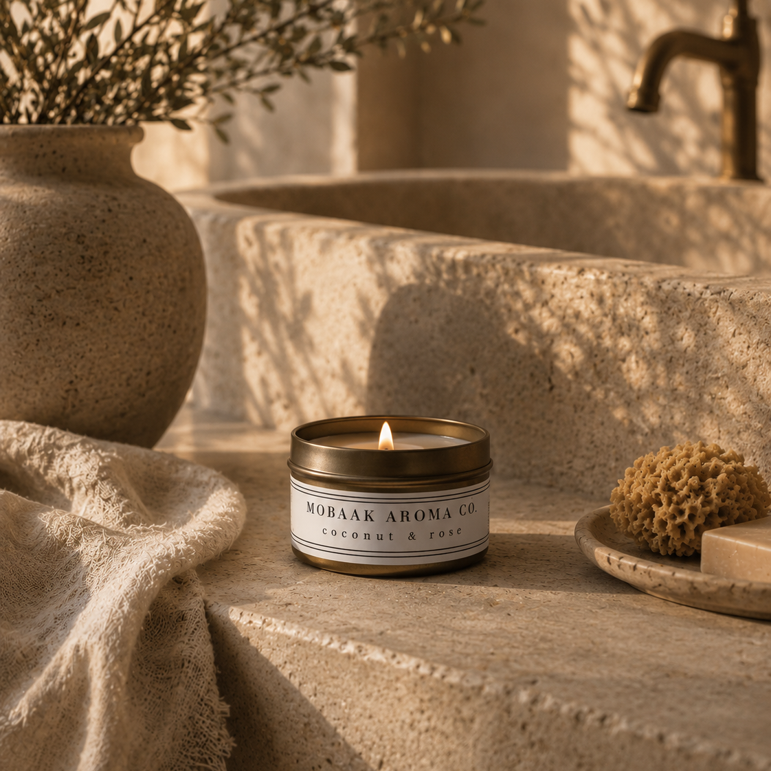 Coconut & Rose Travel Candle Mobaak Aromatherapy Shoppe
