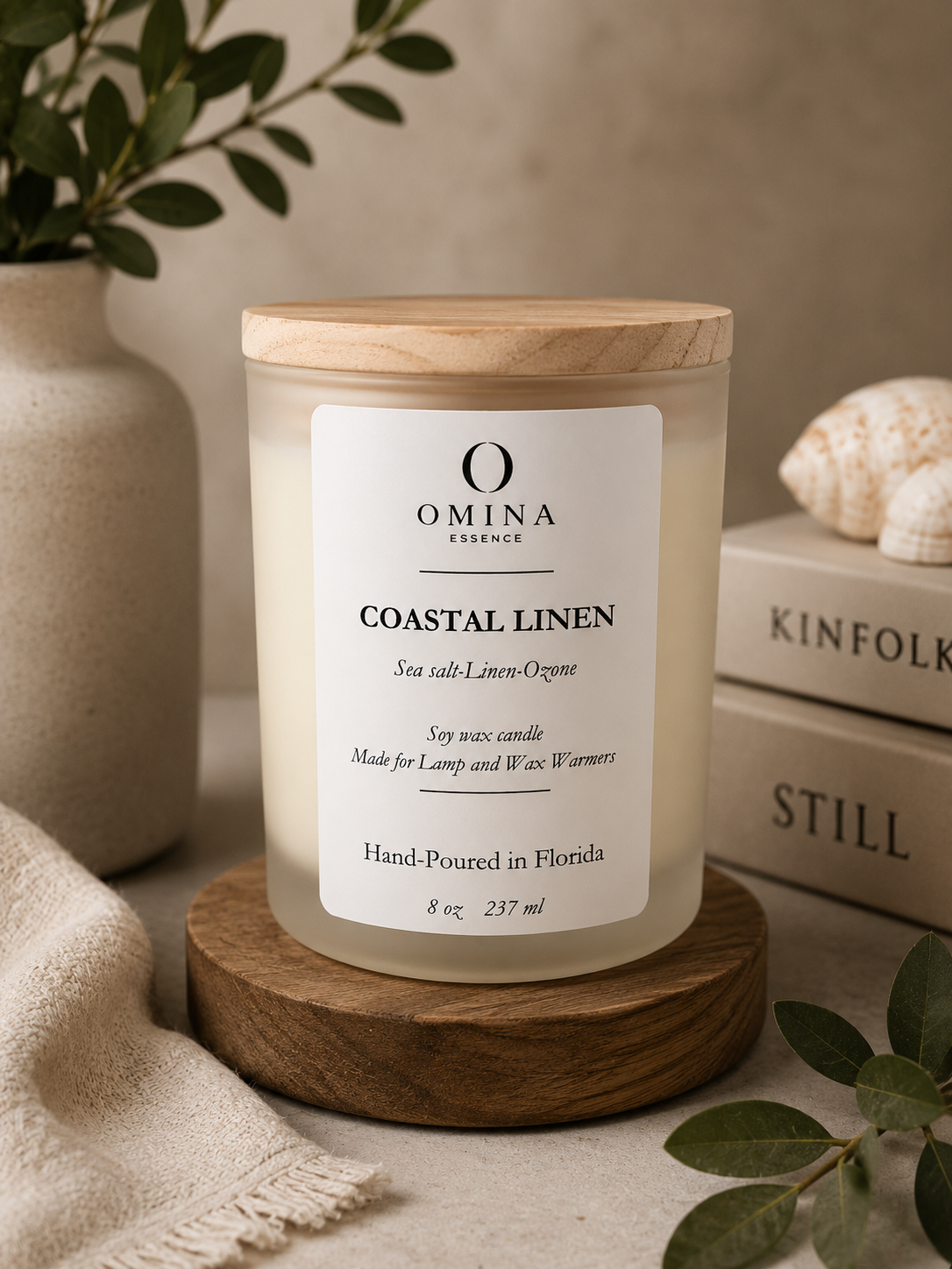 Coastal Linen — Wickless Soy Candle Omina