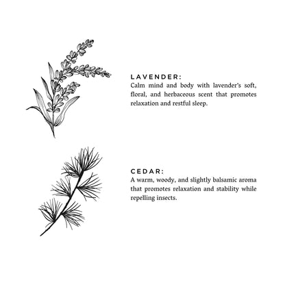 Frosted lavender and cedar-scented candle by Slow North featuring a frosted glass container and a lit wick.