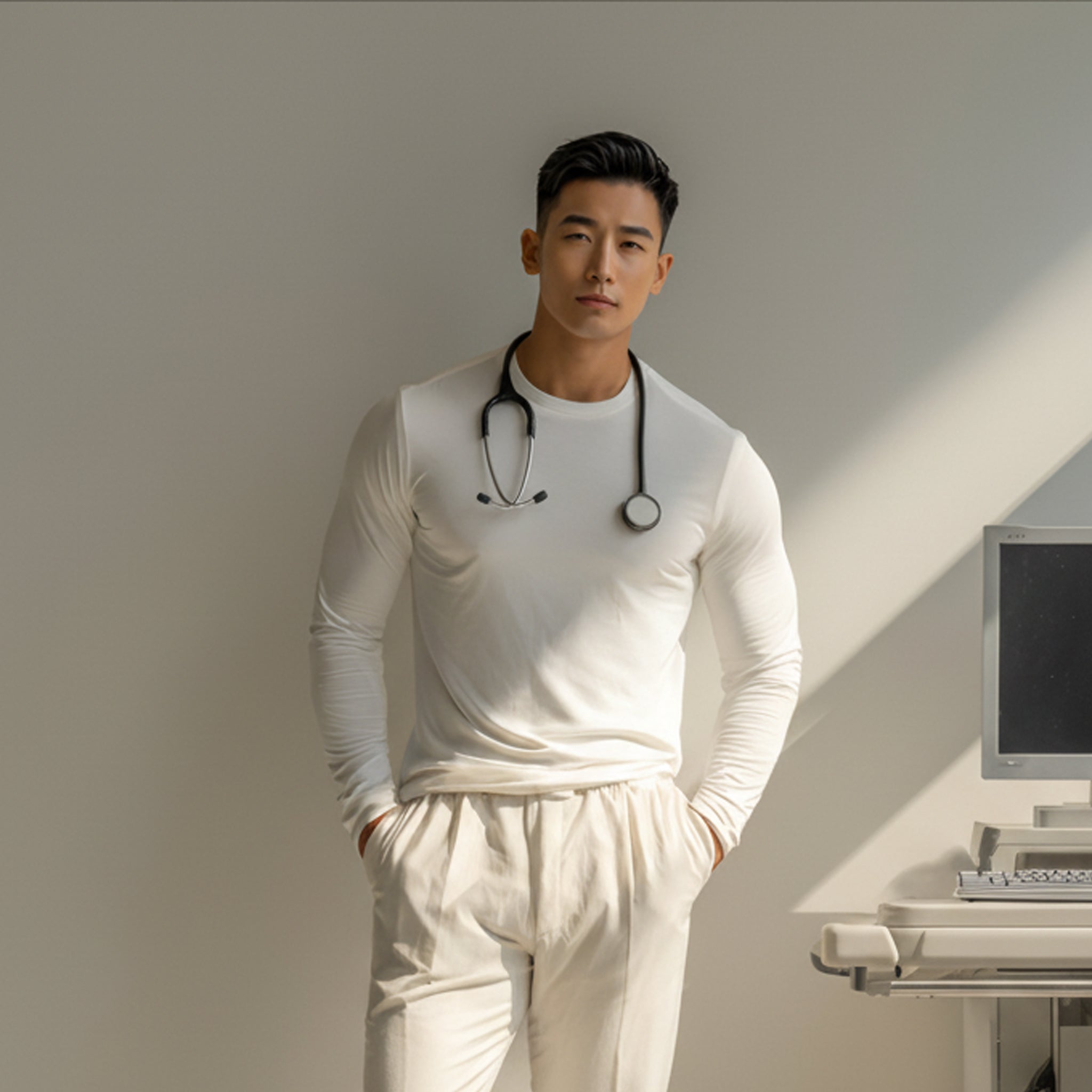 Mason White Long Sleeve Crew Auragen