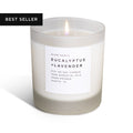 Frosted candle by Slow North with eucalyptus and lavender scent, featuring a natural soy wax candle in a frosted glass container.