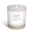 Frosted lavender and cedar scented candle by Slow North, showcasing the non-toxic Signature Candle in a frosted glass container.