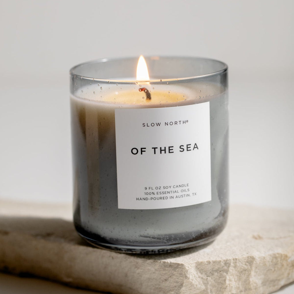 Slow North Of The Sea spa collection candle, scented spa candle with ocean-inspired design and calming ambiance.