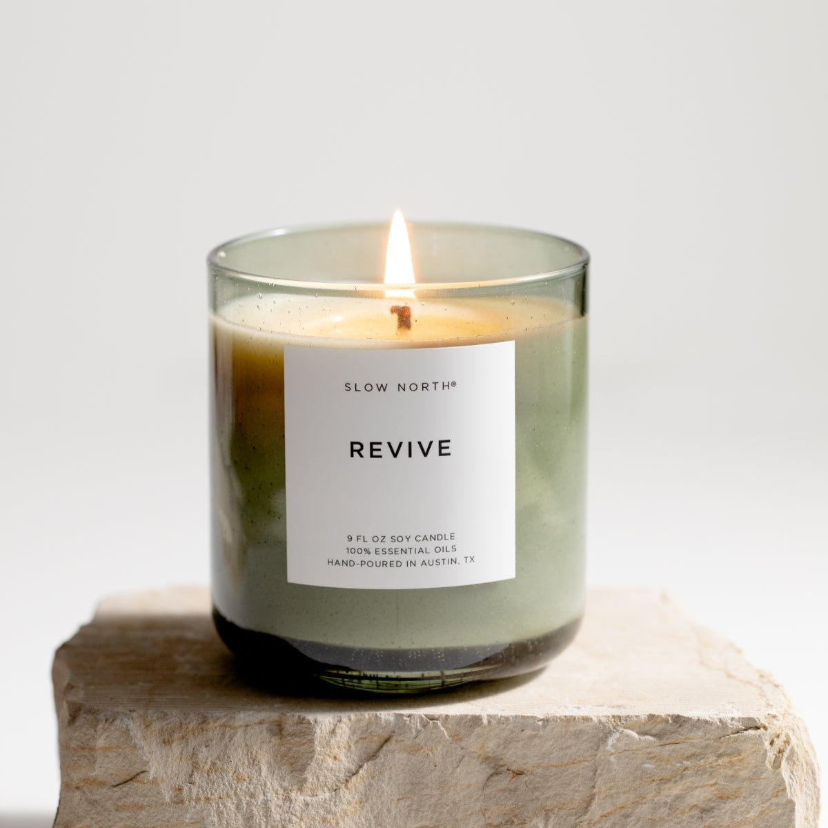 Slow North Revive Spa Collection Candle with natural wax and calming design, ideal for creating a relaxing spa ambiance.