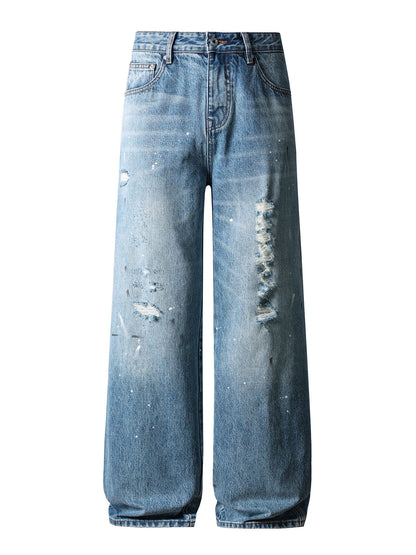 LIGHT WASH DISTRESSED BAGGY DENIM UNDEVELOPED