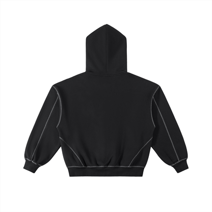 Omina Essentials Contrast-Stitched Boxy Fleece Zip Hoodie ODMPOD