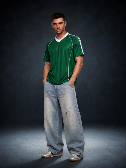 Men's Distressed Barrel Leg Jeans ODMPOD