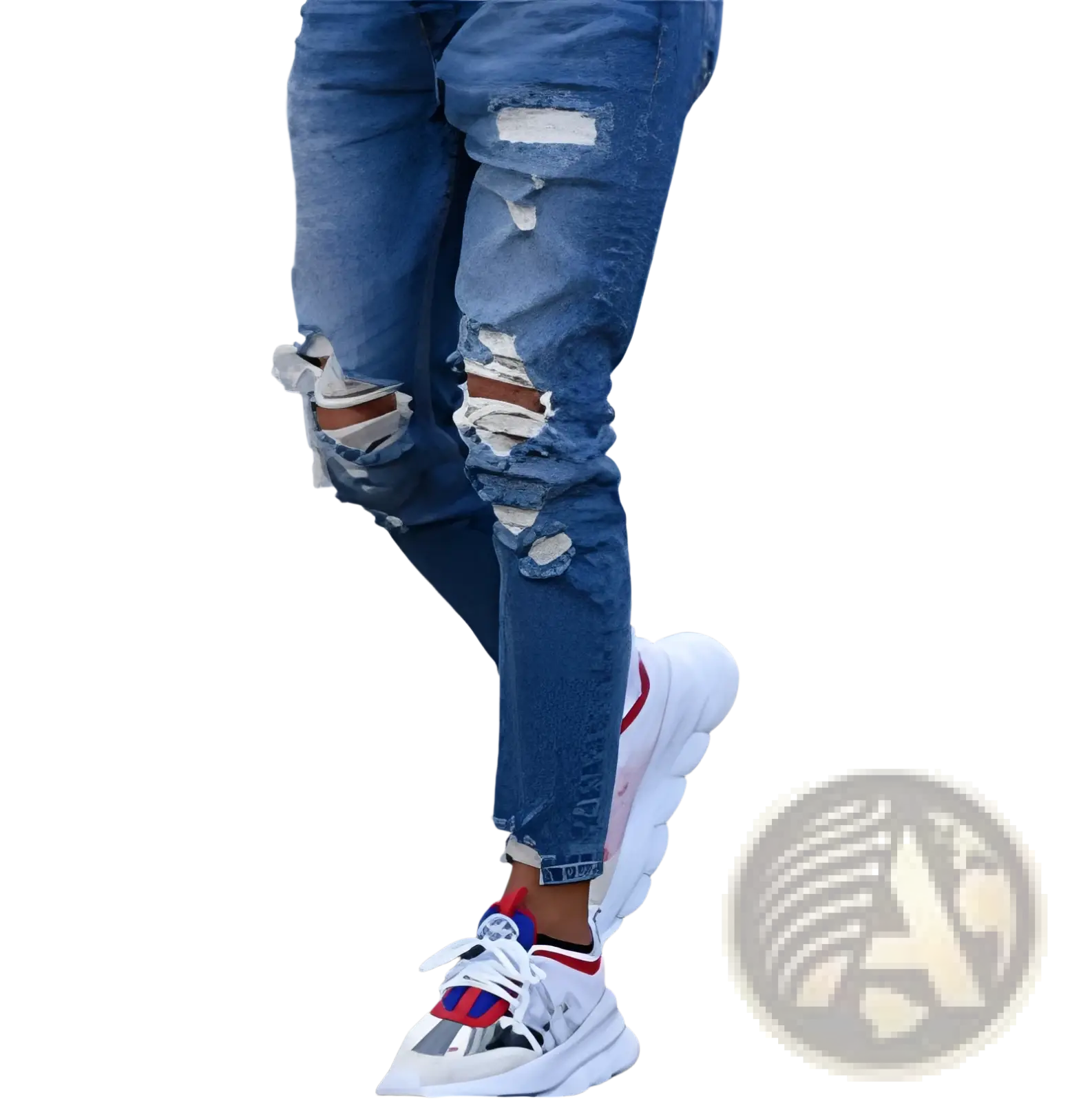 Men's Distressed Blue Denim Ripped Knee Jeans ARBA Global