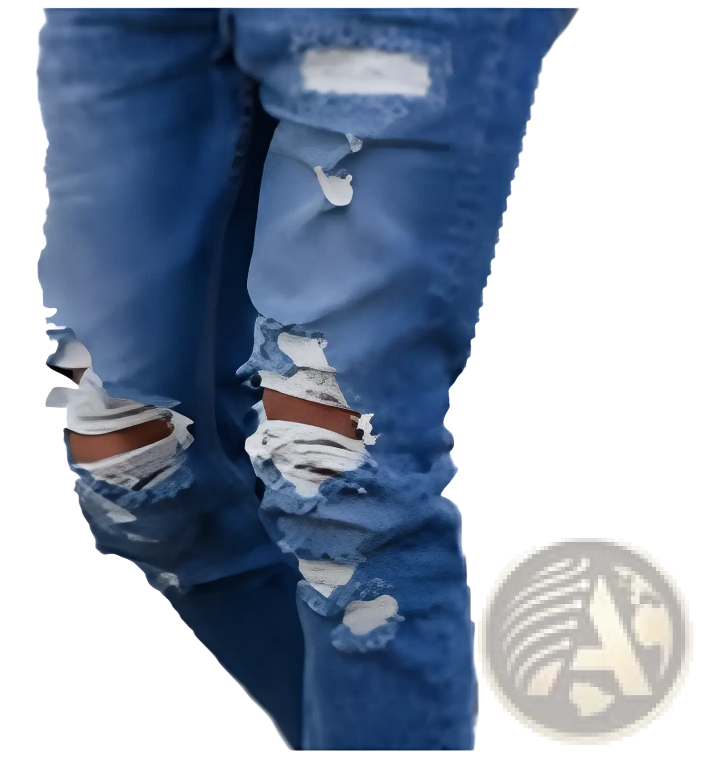 Men's Distressed Blue Denim Ripped Knee Jeans ARBA Global