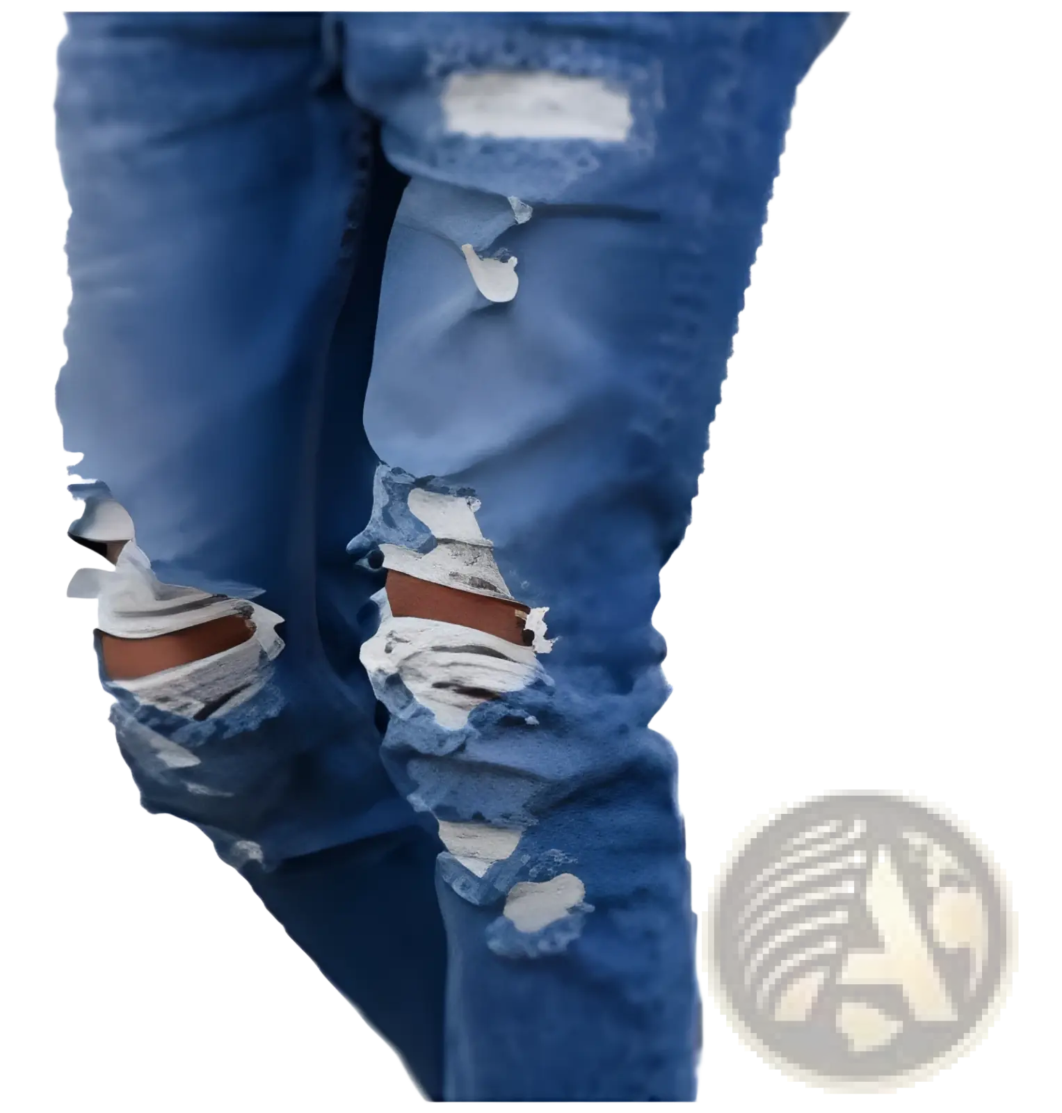 Men's Distressed Blue Denim Ripped Knee Jeans ARBA Global