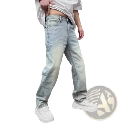 Men's Light Wash Relaxed Straight Leg Denim Jeans ARBA Global