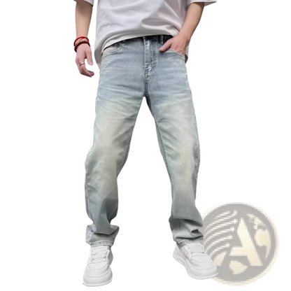 Men's Light Wash Relaxed Straight Leg Denim Jeans ARBA Global