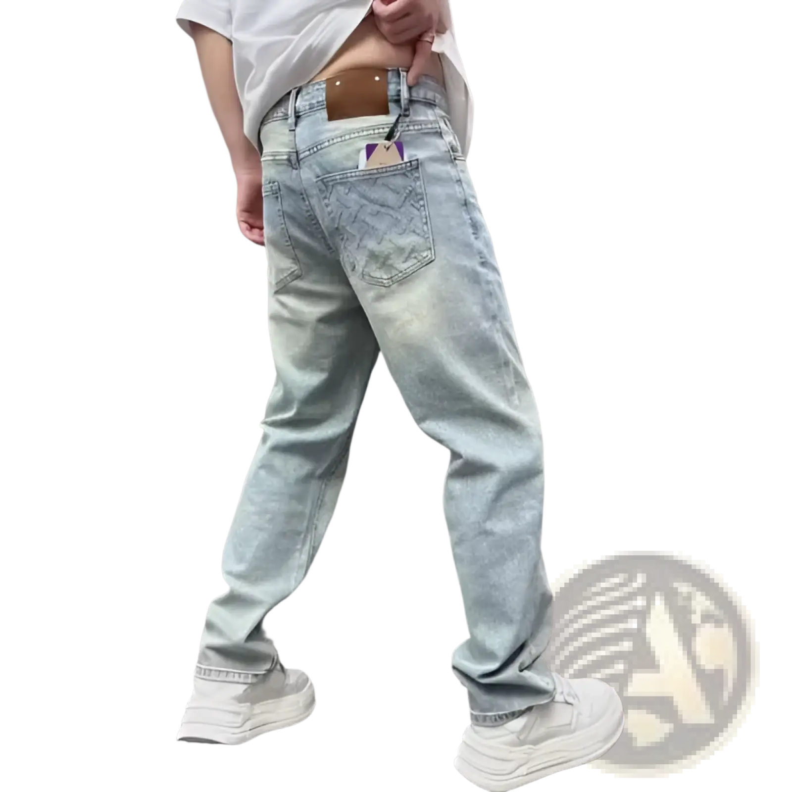 Men's Light Wash Relaxed Straight Leg Denim Jeans ARBA Global