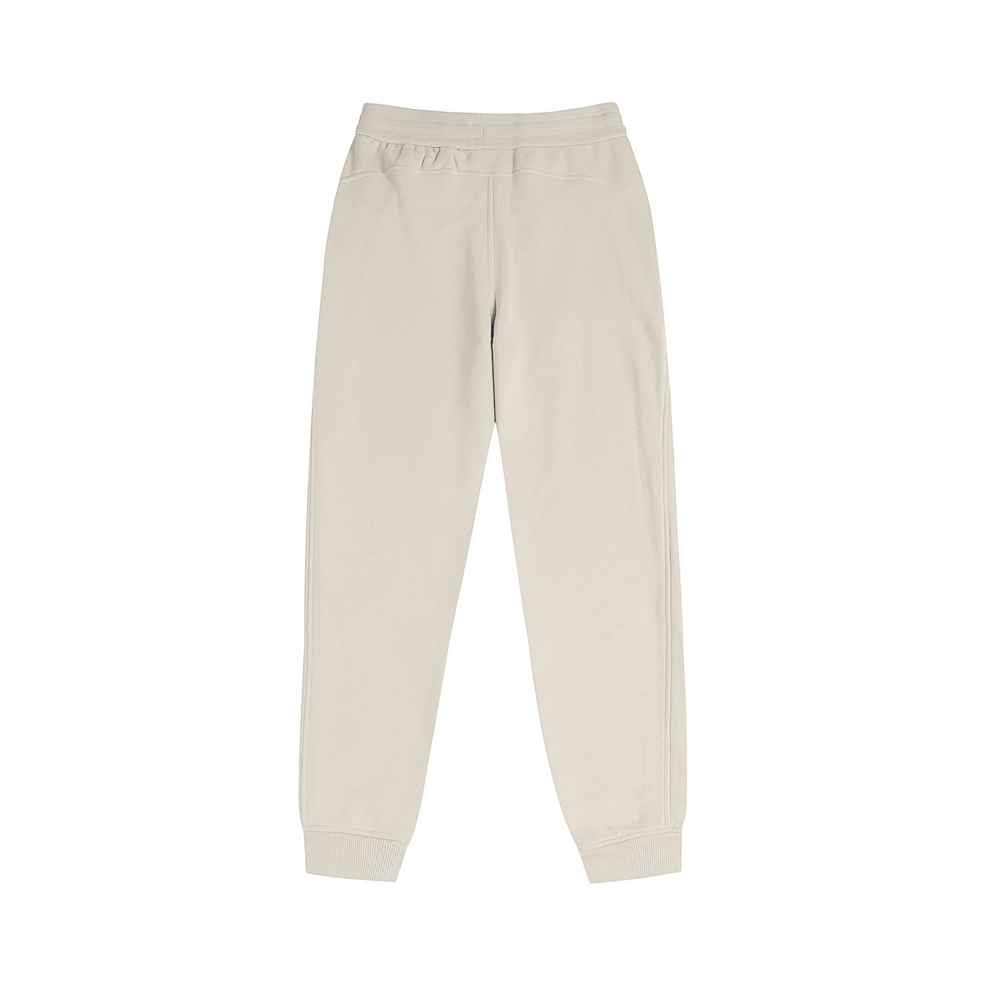 Omina women's beige cotton-blend jogger pants with a mid-waist, drawstring, and ribbed cuffs for casual wear.