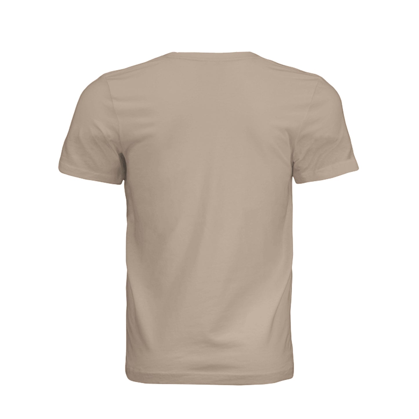 Back view of a plain beige Omina unisex jersey short-sleeve t-shirt with a minimalist design.