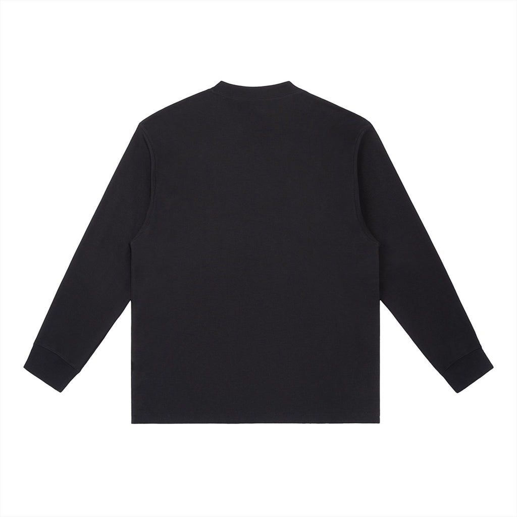 Omina black cotton blend long-sleeve t-shirt with crewneck and relaxed fit.