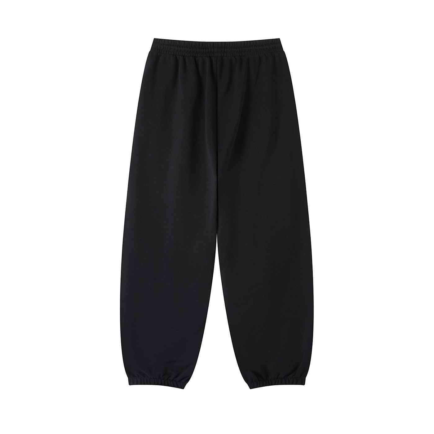 Omina black cotton blend jogged sweatpants with an elastic waistband and drawstring for a casual, sporty fit.