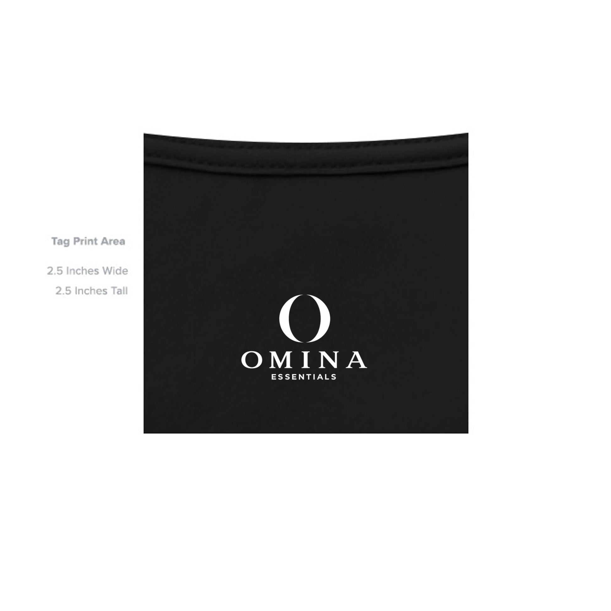 Omina Essentials black heavyweight cotton t-shirt interior neck label with white logo print