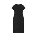 Omina black V-neck maxi dress made from a soft viscose blend with a body-skimming fit and side slit.