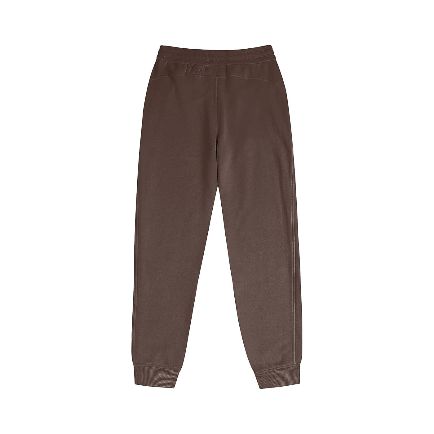 Omina brown mid-waist jogger pants in a thick cotton-polyester blend with ribbed cuffs for casual or gym wear.