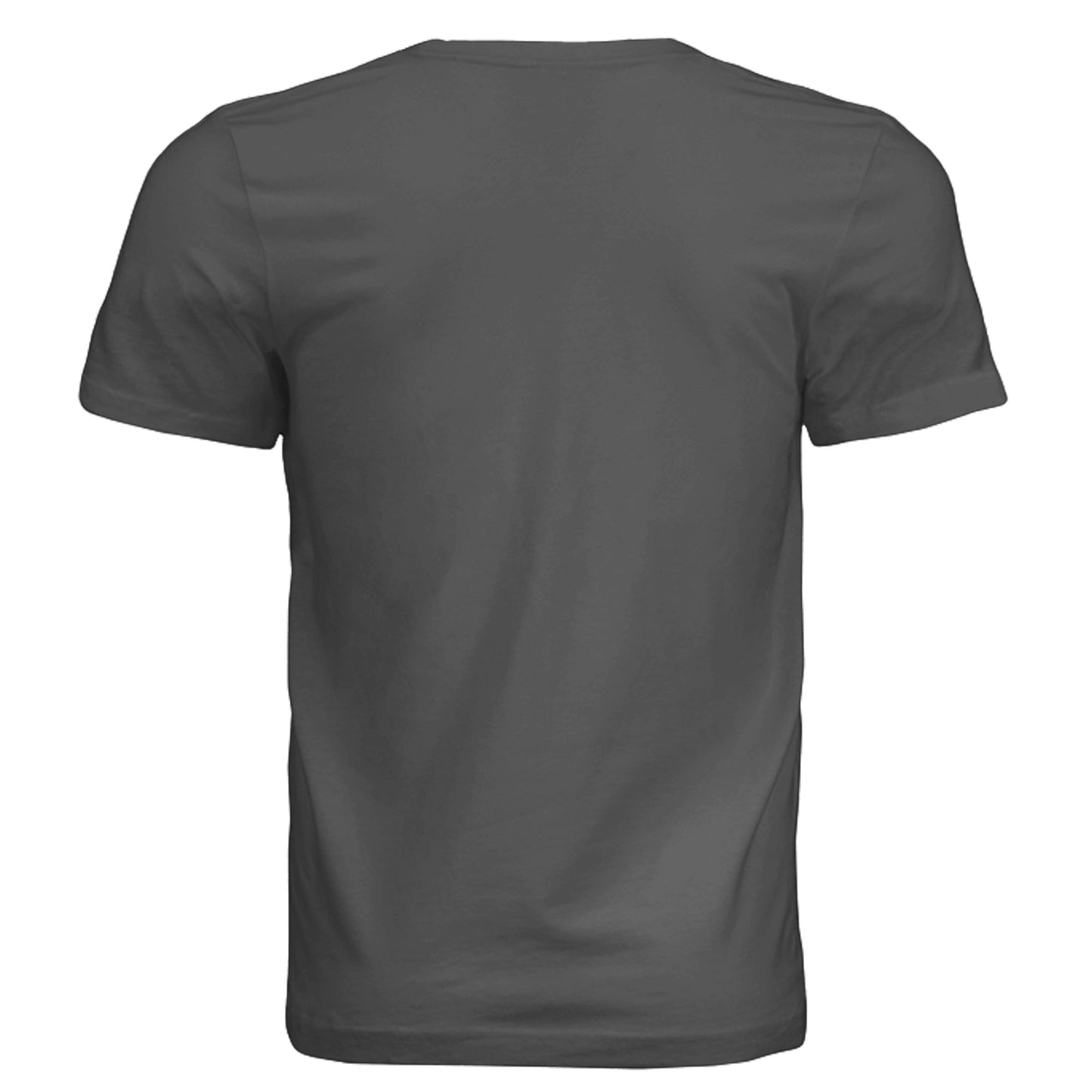 Back view of Omina charcoal grey unisex jersey tee made from soft combed cotton with a clean modern fit