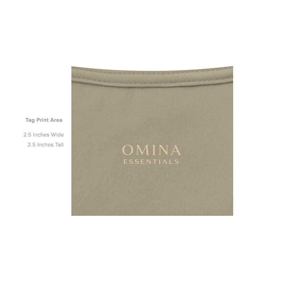 OMINA Essentials beige heavyweight combed ring-spun cotton t-shirt with minimalist branding.