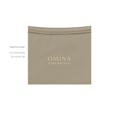 OMINA Essentials beige heavyweight combed ring-spun cotton t-shirt with minimalist branding.