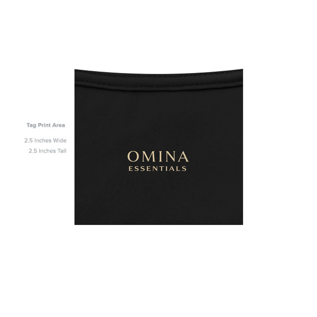OMINA Essentials black heavyweight combed ring-spun cotton t-shirt with gold logo print on chest. Relaxed oversized fit.