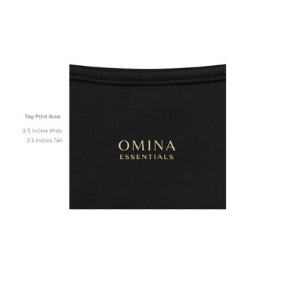 OMINA Essentials black heavyweight combed ring-spun cotton t-shirt with gold logo print on chest. Relaxed oversized fit.