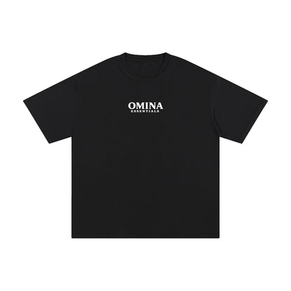 OMINA Essentials black heavyweight cotton t-shirt with crew neck and relaxed fit.