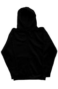OMINA Essentials black heavyweight fleece zip hoodie with double-layer hood and front pockets.
