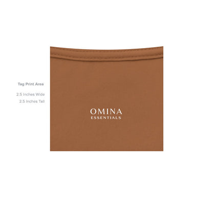 Omina Essentials brown heavyweight cotton oversized tee with minimalist logo print.