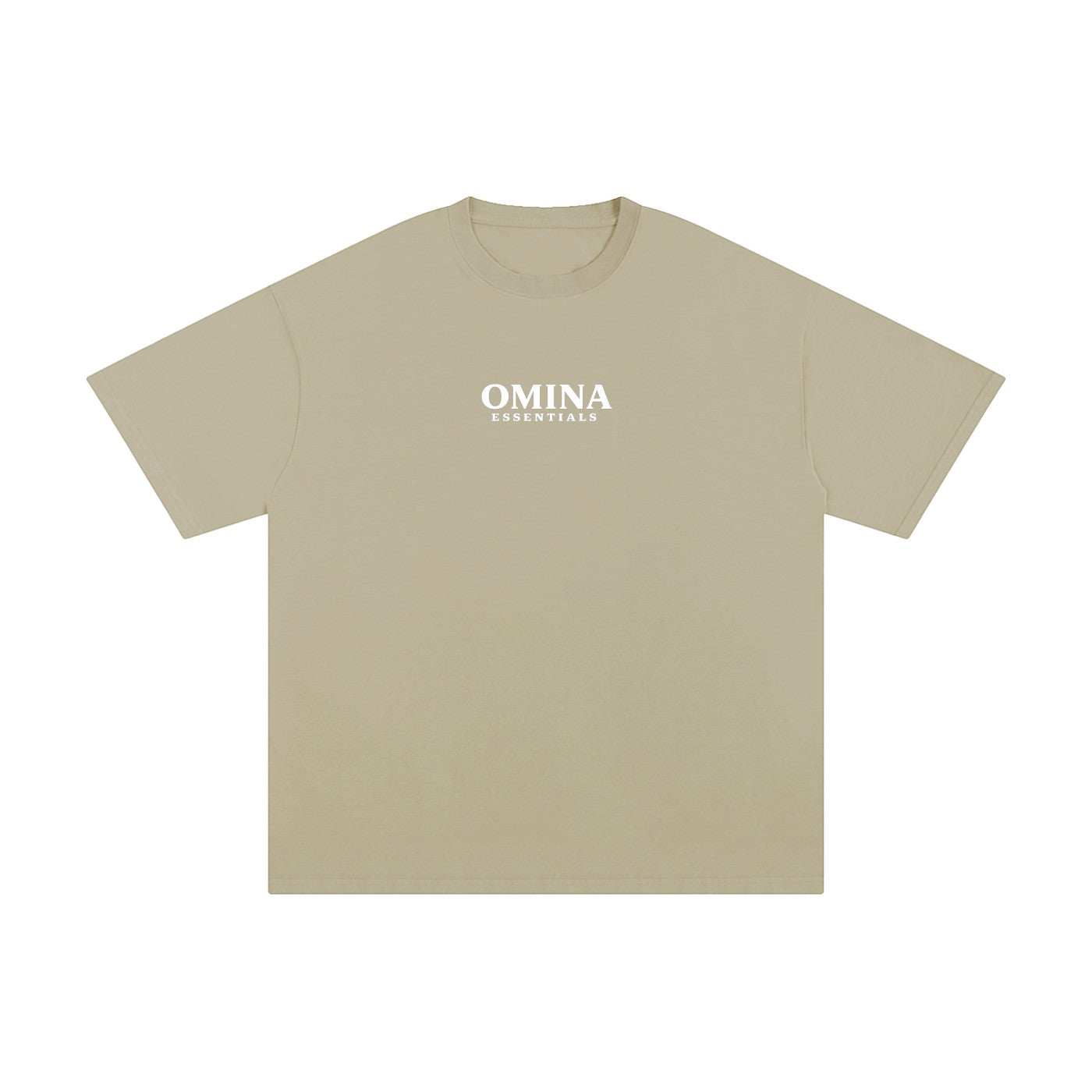 Omina Essentials No Limit heavyweight cotton t-shirt in beige with a relaxed fit and crew neck.