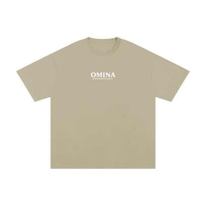 Omina Essentials No Limit heavyweight cotton t-shirt in beige with a relaxed fit and crew neck.