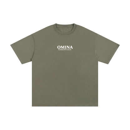 Omina Essentials No Limit heavyweight cotton t-shirt in olive green with a relaxed fit and crew neck.