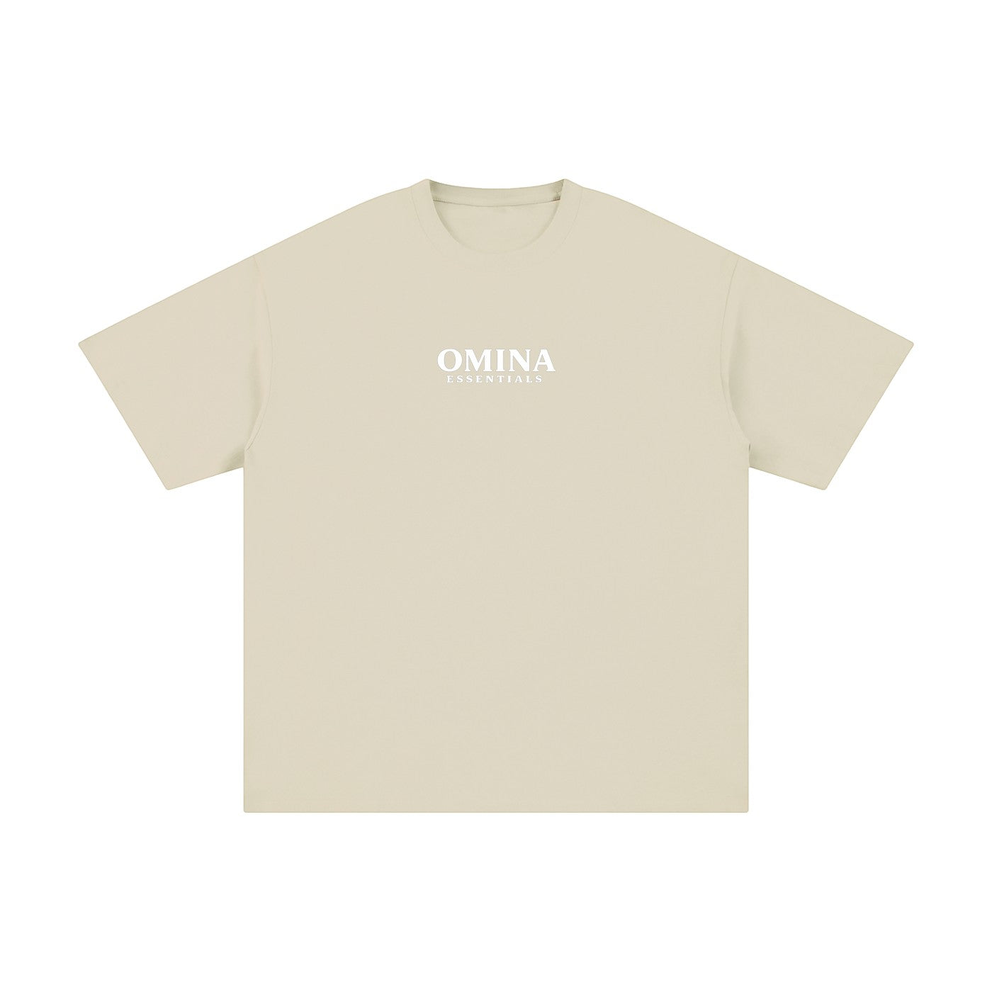 Omina Essentials No Limit heavyweight cotton t-shirt in beige with a relaxed fit and crew neck.
