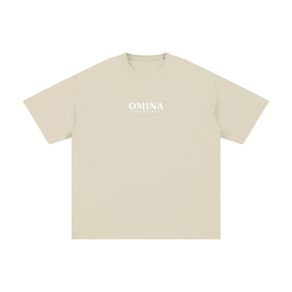 Omina Essentials No Limit heavyweight cotton t-shirt in beige with a relaxed fit and crew neck.