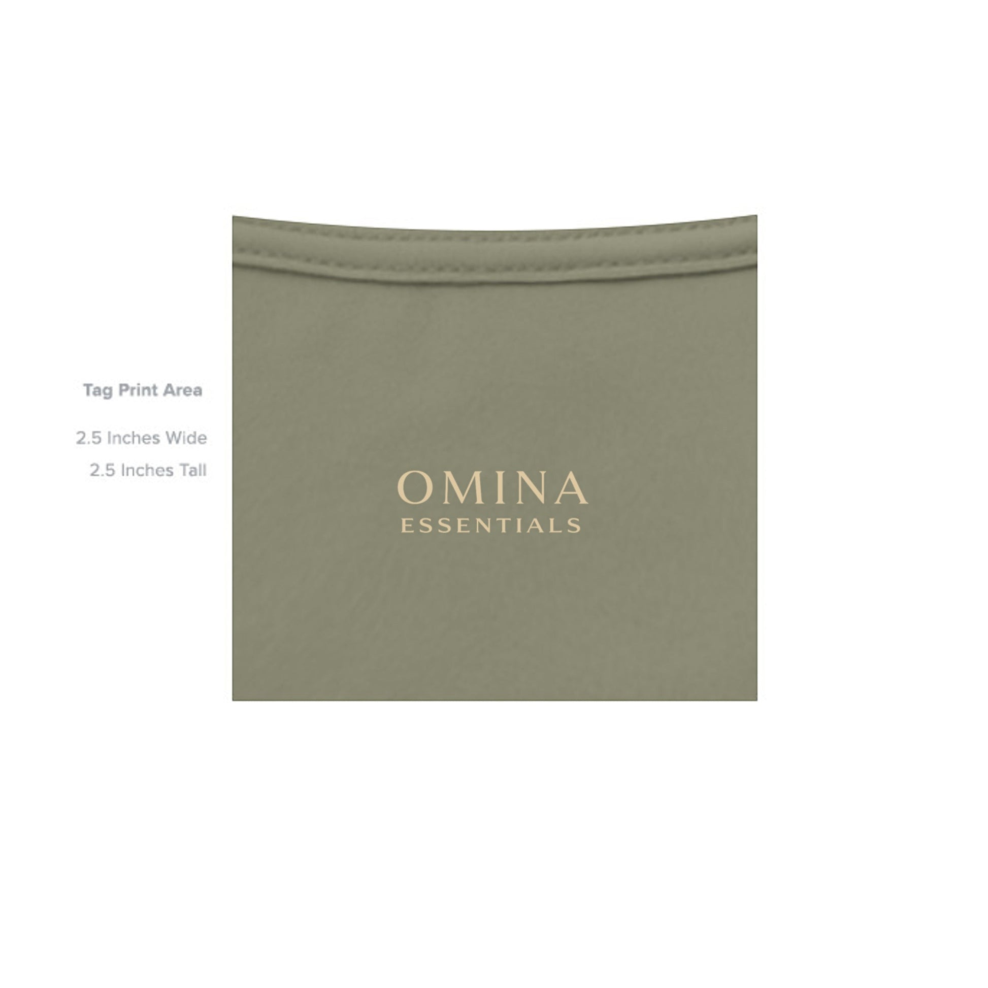 OMINA Essentials sage green heavyweight cotton t-shirt with minimalist logo print. Relaxed fit.