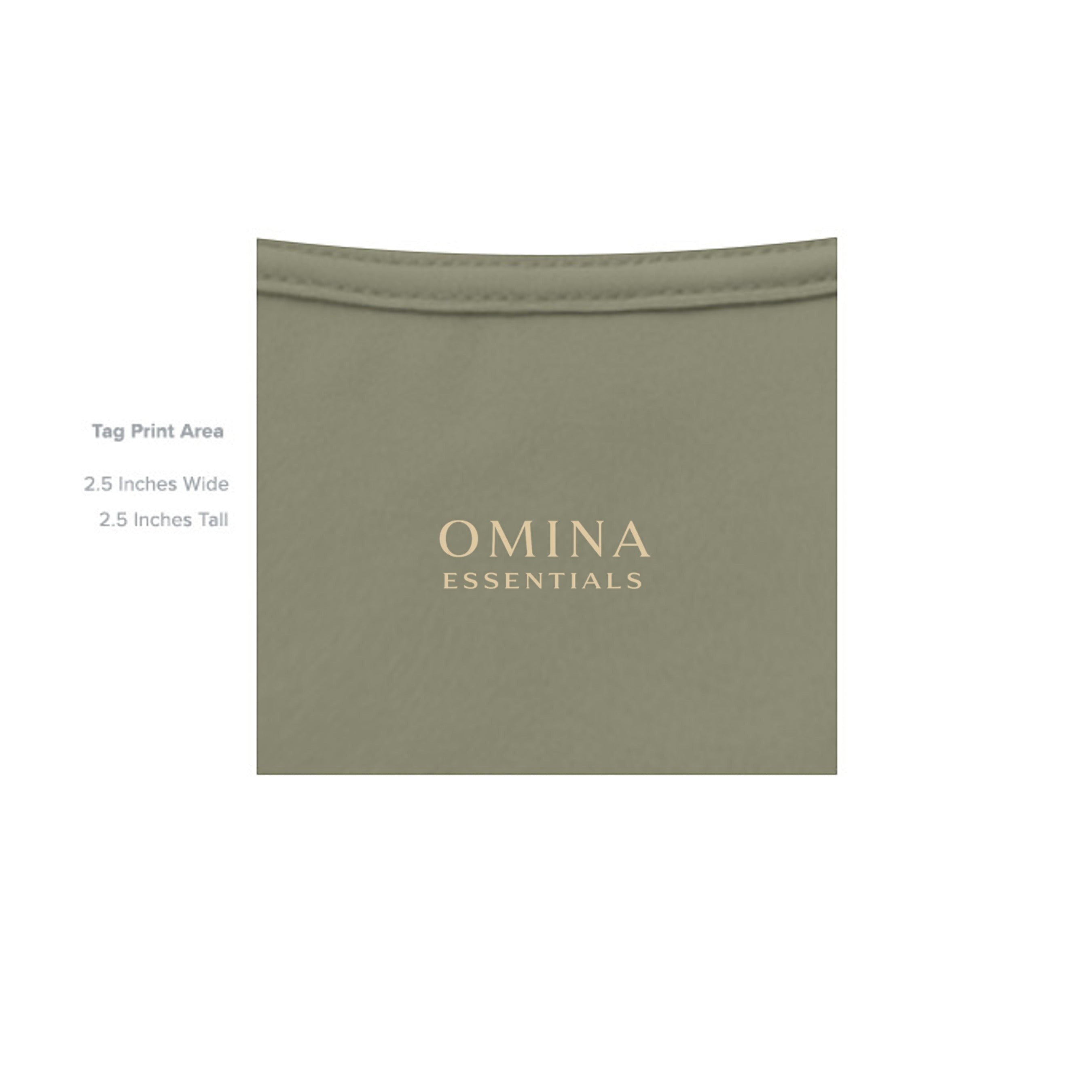 OMINA Essentials sage green heavyweight cotton t-shirt with minimalist logo print. Relaxed fit.