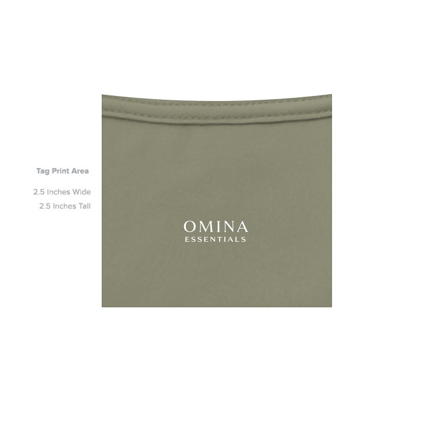 Omina Essentials sage green heavyweight cotton oversized tee with minimalist logo print.