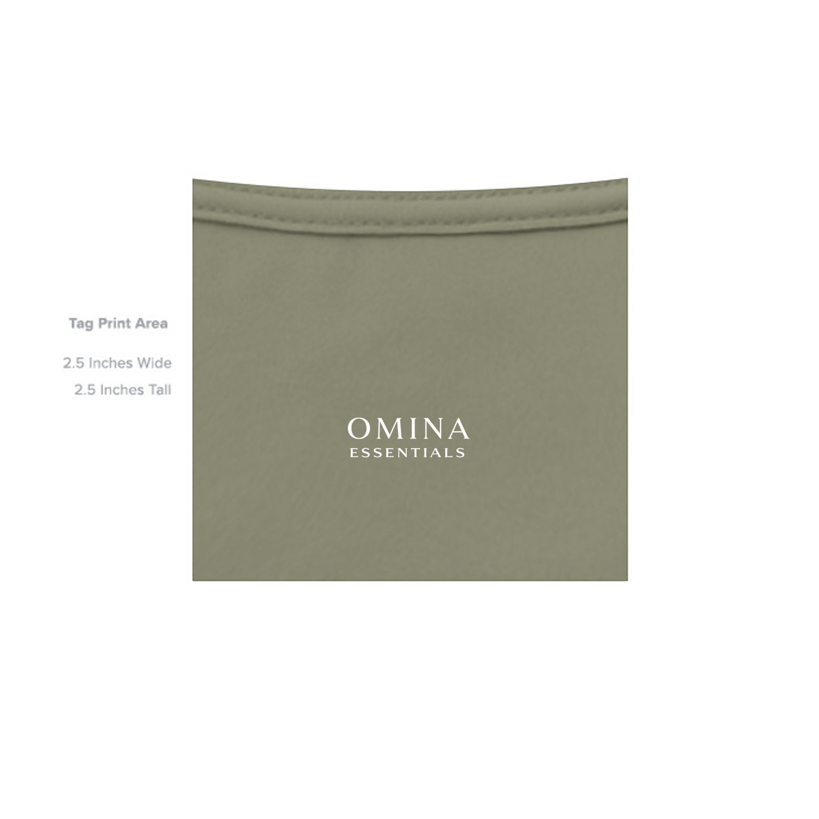 Omina Essentials sage green heavyweight cotton oversized tee with minimalist logo print.