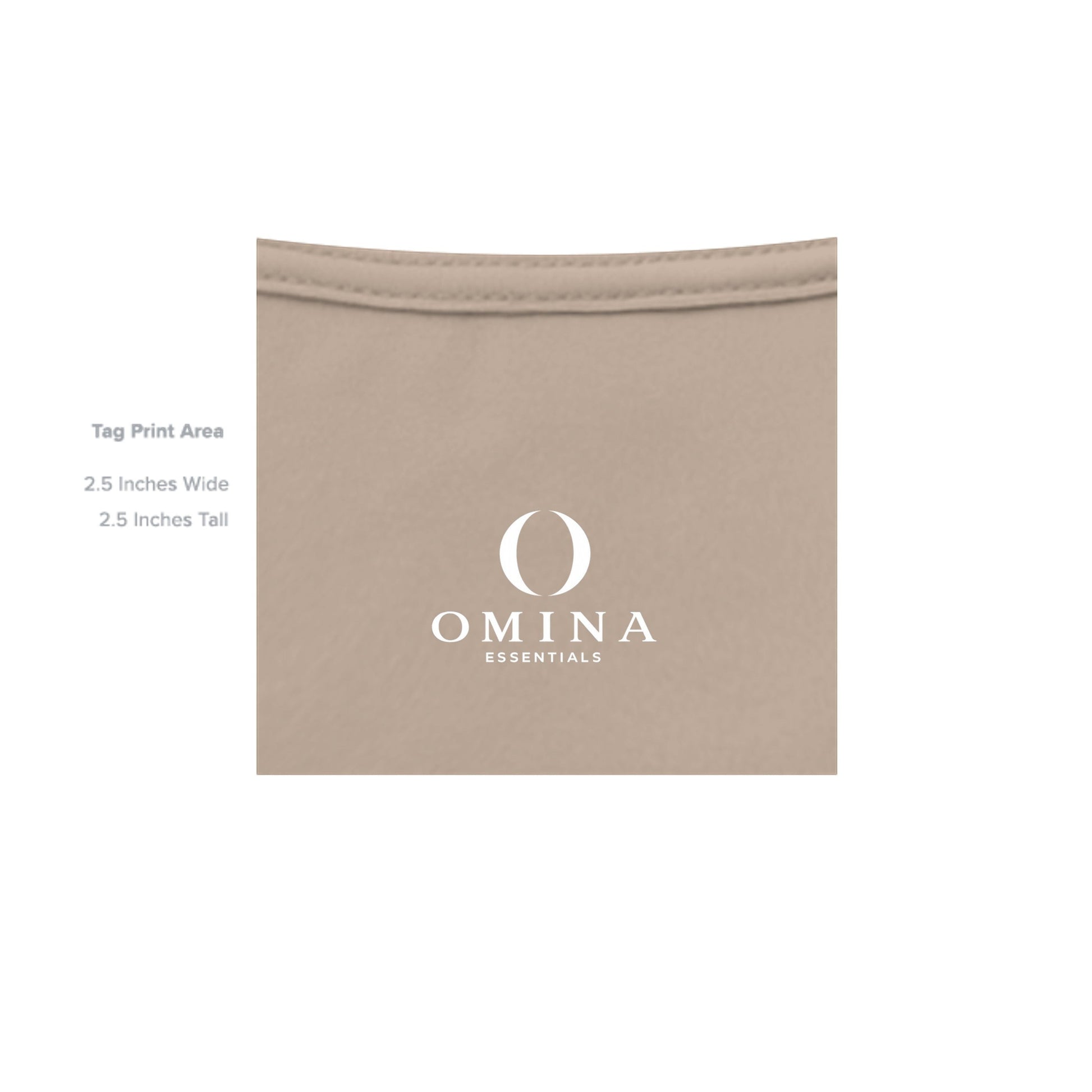 Omina Essentials Silent Mood unisex jersey tee interior neck label print area on soft beige cotton fabric