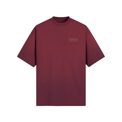 OMINA Essentials The Work Shows T-Shirt in deep red, made from premium cotton with a soft, breathable feel and minimalist logo.