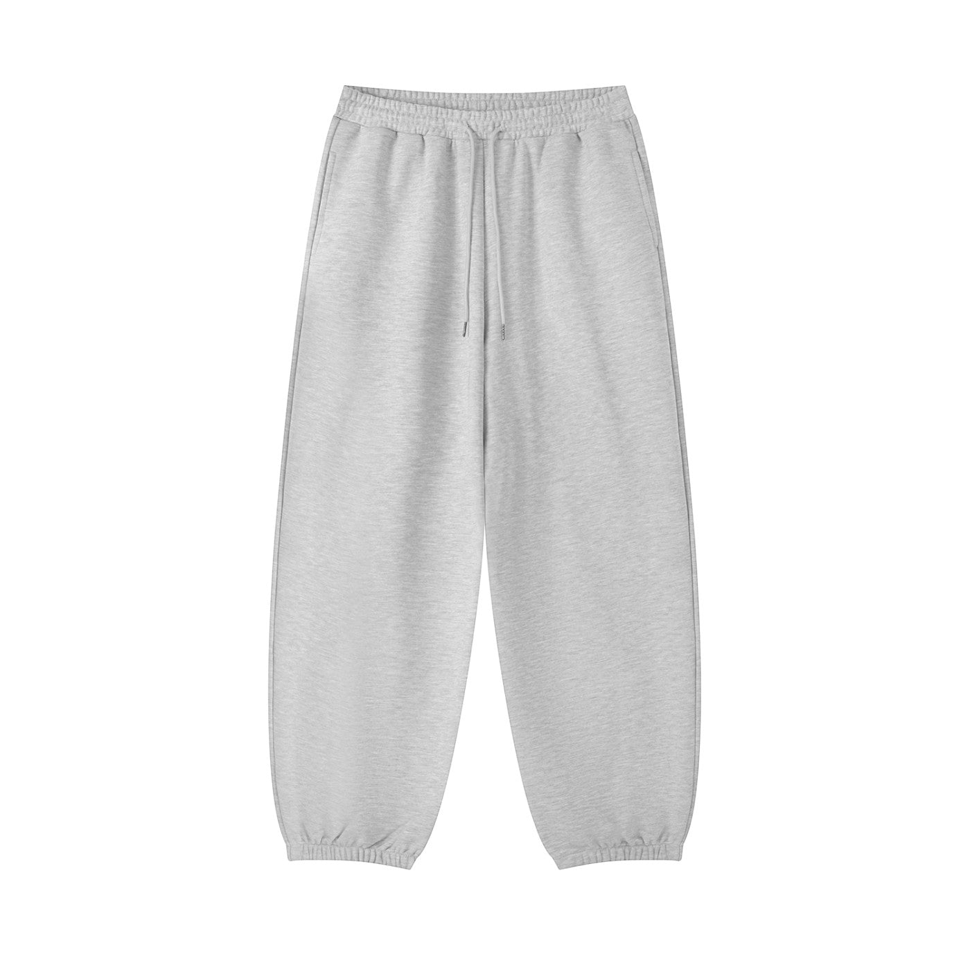 Omina grey cotton blend jogged sweatpants with an elastic drawstring waist and cuffed ankles for a casual fit.