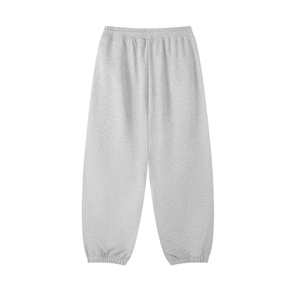 Omina women's grey cotton blend jogged sweatpants with an elastic drawstring waist and cuffed ankles.