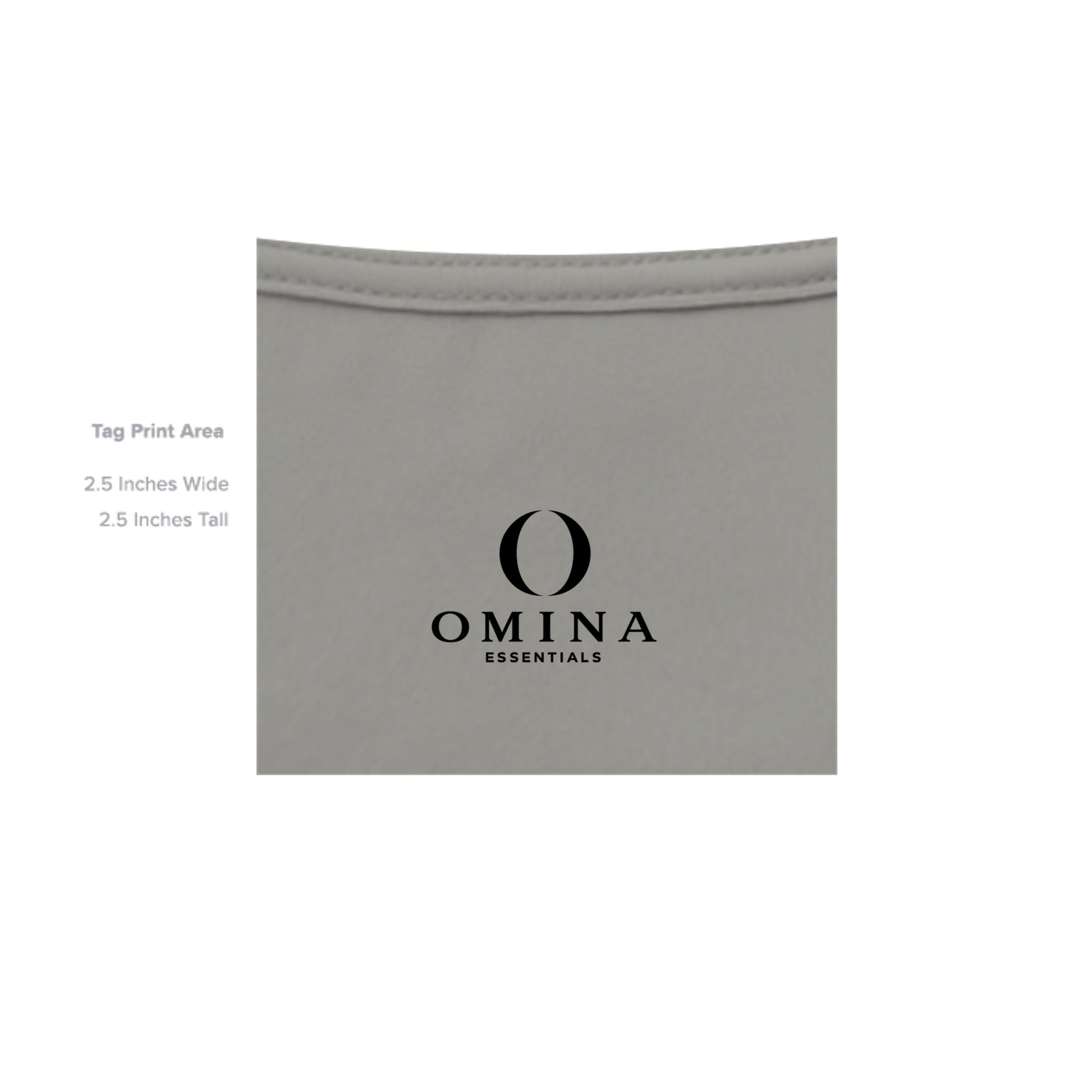 Omina Essentials grey heavyweight cotton t-shirt interior neck label with black logo print