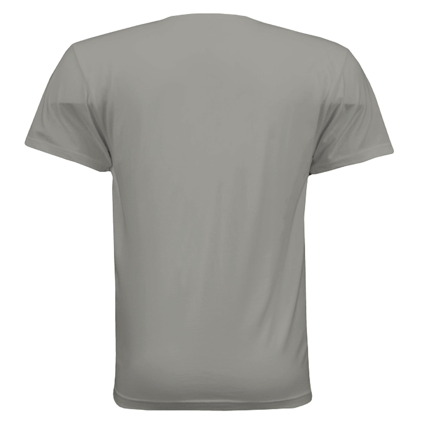 Back view of Omina heavyweight grey cotton t-shirt with a relaxed fit and dropped shoulders.