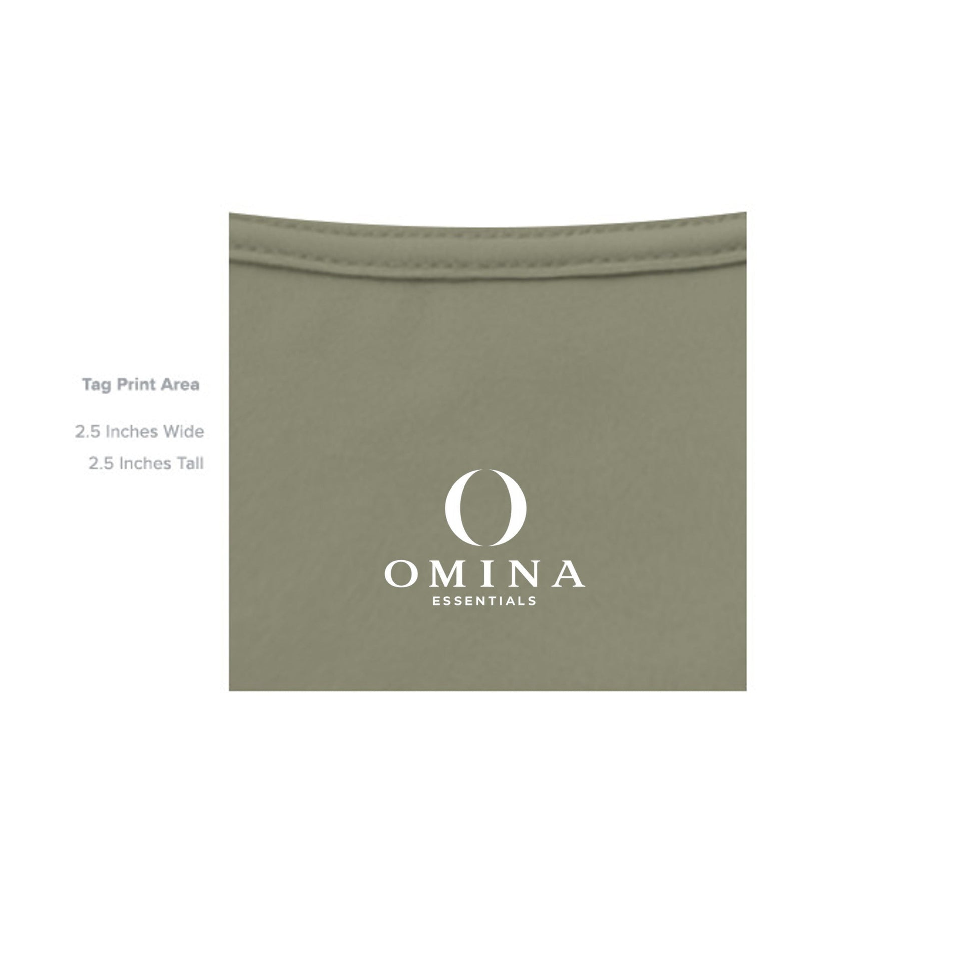 Omina Essentials heavyweight olive green cotton t-shirt interior neck label print area detail